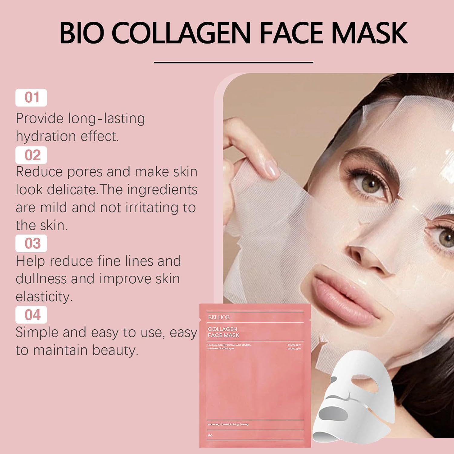 01 Pc Bio-Collagen Real Deep Mask, Hydrating Over Night, Facial Sheet Mask, Pore Minimising, Firming, Collagen Mask, Hydrating Overnight Skin Care Mask - 34gram image 2