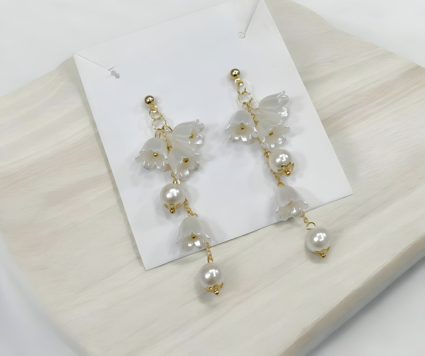 Pearl Korean Flower Earrings for Women – Elegant White Floral Design with Classic Pearl Detailing | Stylish Fashion Jewelry for Parties, Weddings, and Daily Wear | AWJ-998 image 2