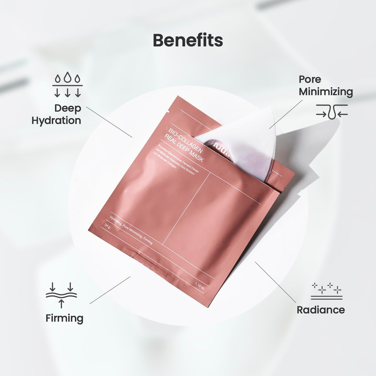01 Pc Bio-Collagen Real Deep Mask, Hydrating Over Night, Facial Sheet Mask, Pore Minimising, Firming, Collagen Mask, Hydrating Overnight Skin Care Mask - 34gram image 3