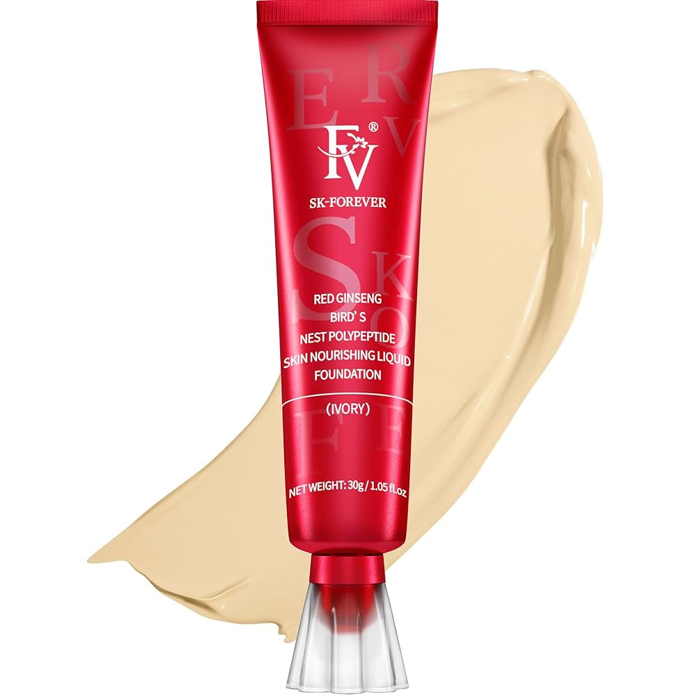 FV SK-FOREVER Liquid Foundation – Lightweight Oil-Control Formula with Peptides &amp; Bird’s Nest Extract – Nourishing Ivory Shade Base Makeup (30g Tube) image 3