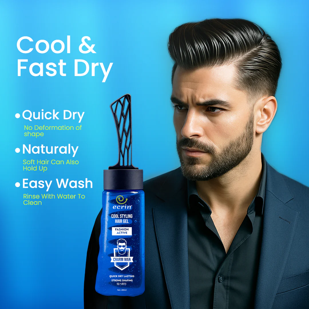 ECRIN Cool Styling Hair Gel with Active Collagen | Strong Hold, No Flakes, Nourishing Formula for All Hair Types, Daily Use Gel with Refreshing Cool Effect (280ml) image 1