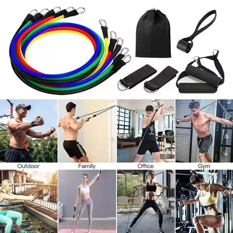 High Quality Portable Resistance Bands With Handles, Resistance Tubes &amp; Workout Bands Exercise Band Elastic Pull Rope 11 Pcs Set image 0