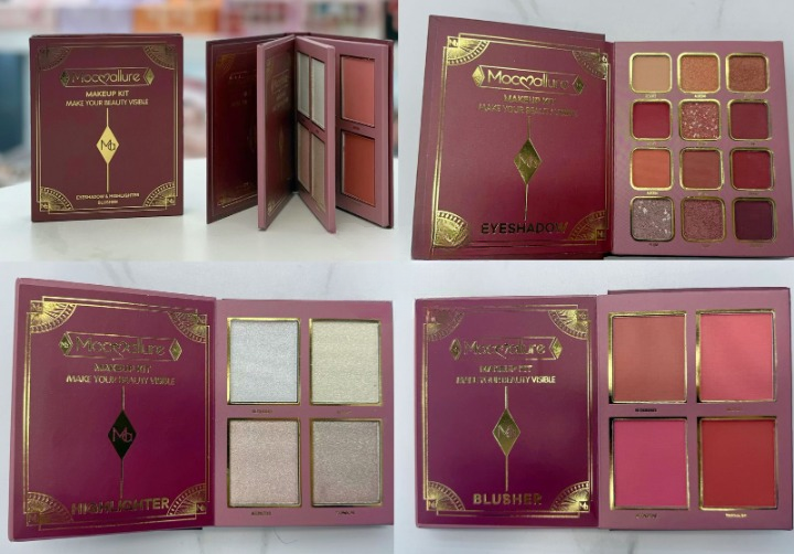 Mocallure ES3843 Makeup Kit – 12 Pcs Eyeshadow Palette, 4 Pcs Shimmer Highlighter, 4 Pcs Matte Blush, Multicolor Shades for All Makeup Looks (Random Box) image 1