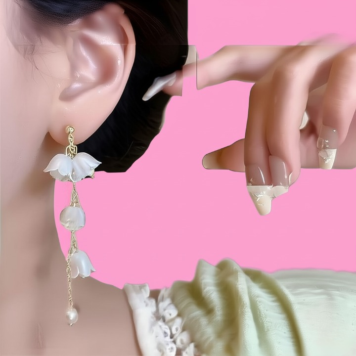 Pearl Korean Flower Earrings for Women – Elegant White Floral Design with Classic Pearl Detailing | Stylish Fashion Jewelry for Parties, Weddings, and Daily Wear | AWJ-998 image 1