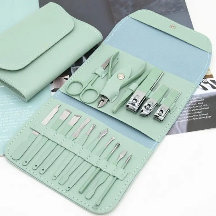 16 in 1 Nail kit Manicure Cutters Nail Clipper Set Household Stainless Steel Ear Spoon Nail Clippers Pedicure Nail Scissors Tool Set (Random Color) image 0