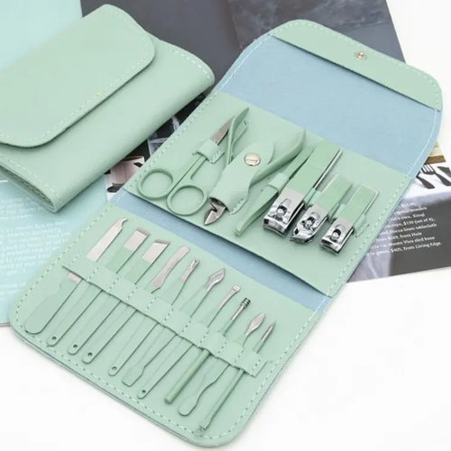 16 in 1 Nail kit Manicure Cutters Nail Clipper Set Household Stainless Steel Ear Spoon Nail Clippers Pedicure Nail Scissors Tool Set (Random Color) image 0
