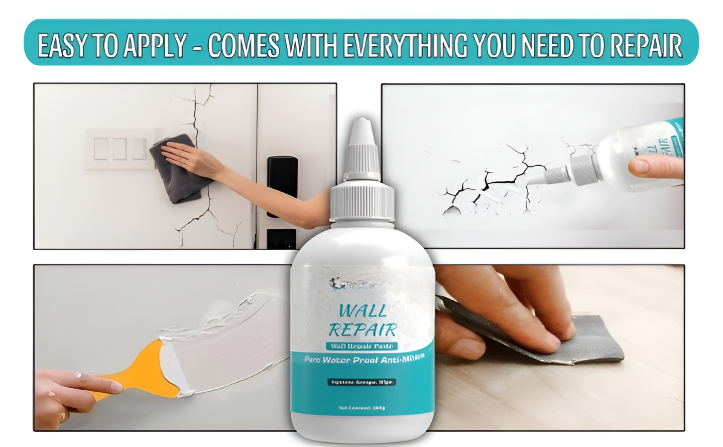 Wall Repair Paste 200gm – White Waterproof Crack Filler With Scraper, Wall Putty &amp; Hole Mending Agent for Damaged Walls and Joints image 4