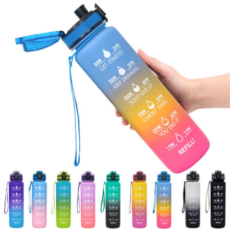 1L Tritan Plastic Water Bottle With Time Marker