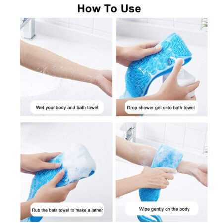 Single Side Silicone Bath Towel Scrubber – Soft Body Cleaning Brush (Random Color)