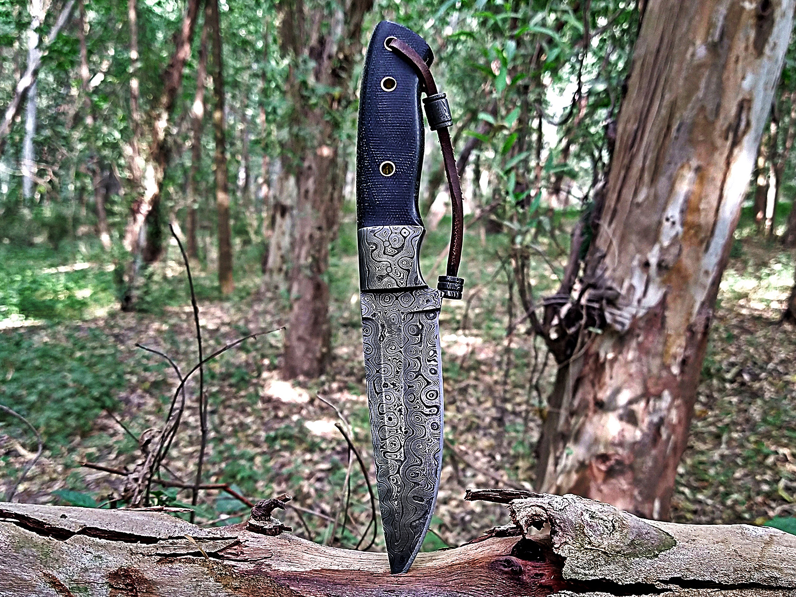 Artisan Handmade Damascus Steel Fixed Blade Knife | Leather Sheath | Exotic Wood - Image 4