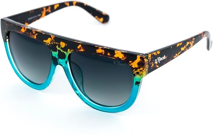 Gradient Oversized Square Sunglasses – Tortoiseshell & Aqua Blue - Image 4
