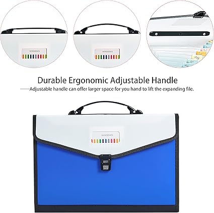 Plastic Expanding Bag File Folder - Plastic Expanding File Folder - Multi-Pocket Accordion Document Organizer with Snap Closure for Office & School Use