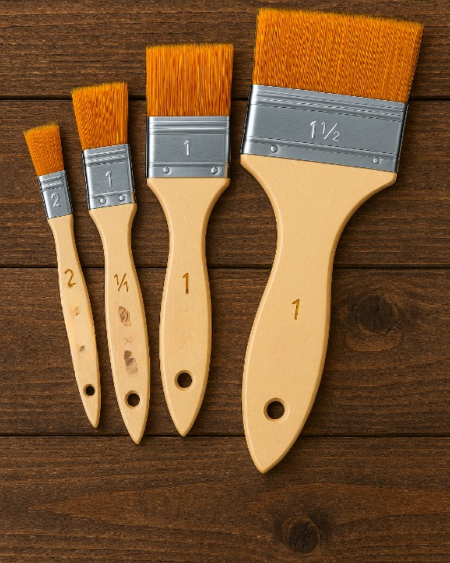 Pack of 4 Nylon Hair Wide and Thin Gesso Base Brushes – Premium Paint Brushes Set for Artists