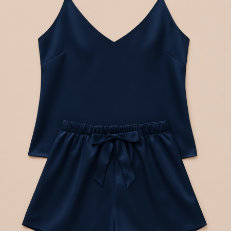 Satin Sleepwear Set – Luxe Camisole & Shorts in Navy, Maroon & Black | Silky Soft, Elegant FitSatin Sleepwear Set – Luxe Camisole & Shorts in Navy, Maroon & Black | Silky Soft, Elegant Fit
