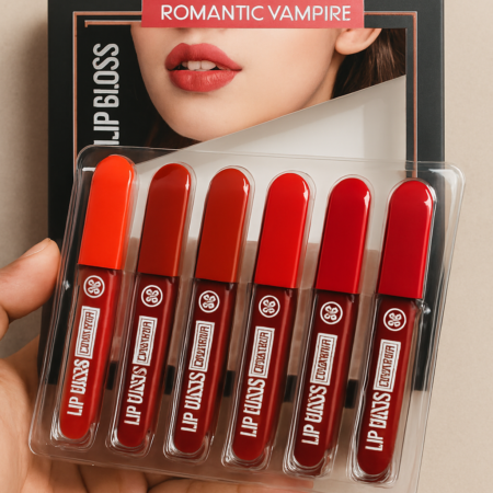 Romantic Empire Matte Lipgloss Set of 6 – High Pigment, Long-Lasting Liquid Lip Gloss | Shades of Red Collection