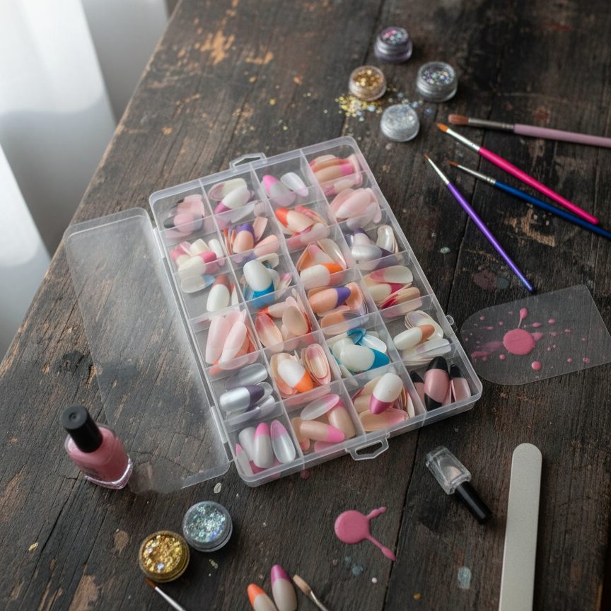 288 Pcs French Nails Set – Multicolor ABS Plastic Nail Tips, Smooth & Even Coverage, Durable, Easy-to-Apply, Perfect for DIY & Professional Manicures - Image 4