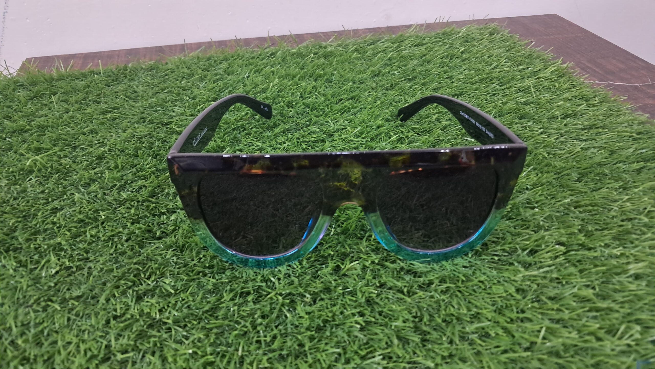 Gradient Oversized Square Sunglasses – Tortoiseshell & Aqua Blue