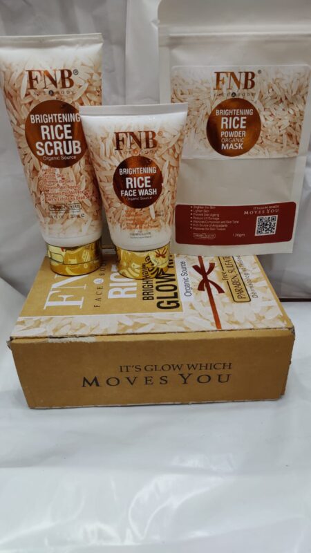 FNB Rice [3 in 1] Whitening Brightening Glow Kit | Home Facial For Best Skin for Girls and Women