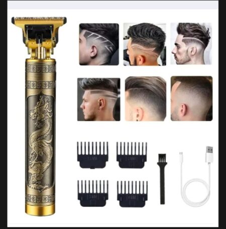 Metal Body - Vintage T9 Trimmer and Hair Clipper Cutting Machine For Men | Dragon Design | Golden Color Trimmer