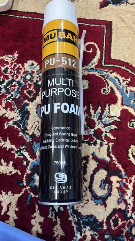 Mubah PU Foam Spray 750ml – Multipurpose Expanding Foam for Gaps, Joints, and Crack Filling | PU 512 High-Performance Sealant