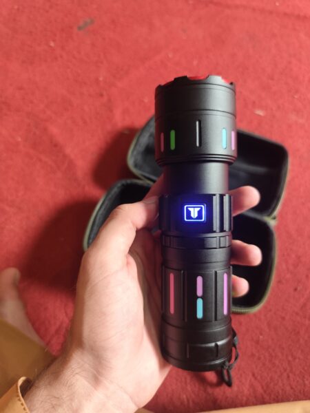 Tactical LED Flashlight Kit with Portable Green Hard Case – High-Powered, Rechargeable, Multi-Mode Light