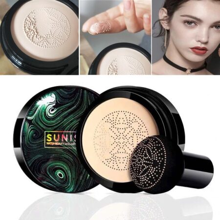 SUNISA Waterproof Mushroom Head Air Cushion Foundation – BB & CC Cream with Moisturizing Liquid Base and Sponge Applicator