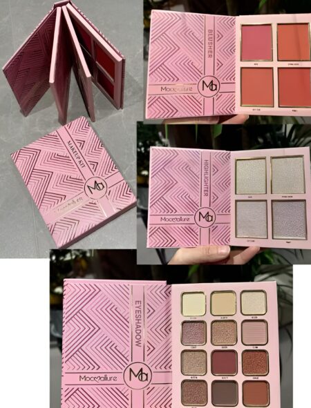 Mocallure ES3843 Makeup Kit – 12 Pcs Eyeshadow Palette, 4 Pcs Shimmer Highlighter, 4 Pcs Matte Blush, Multicolor Shades for All Makeup Looks (Random Box)