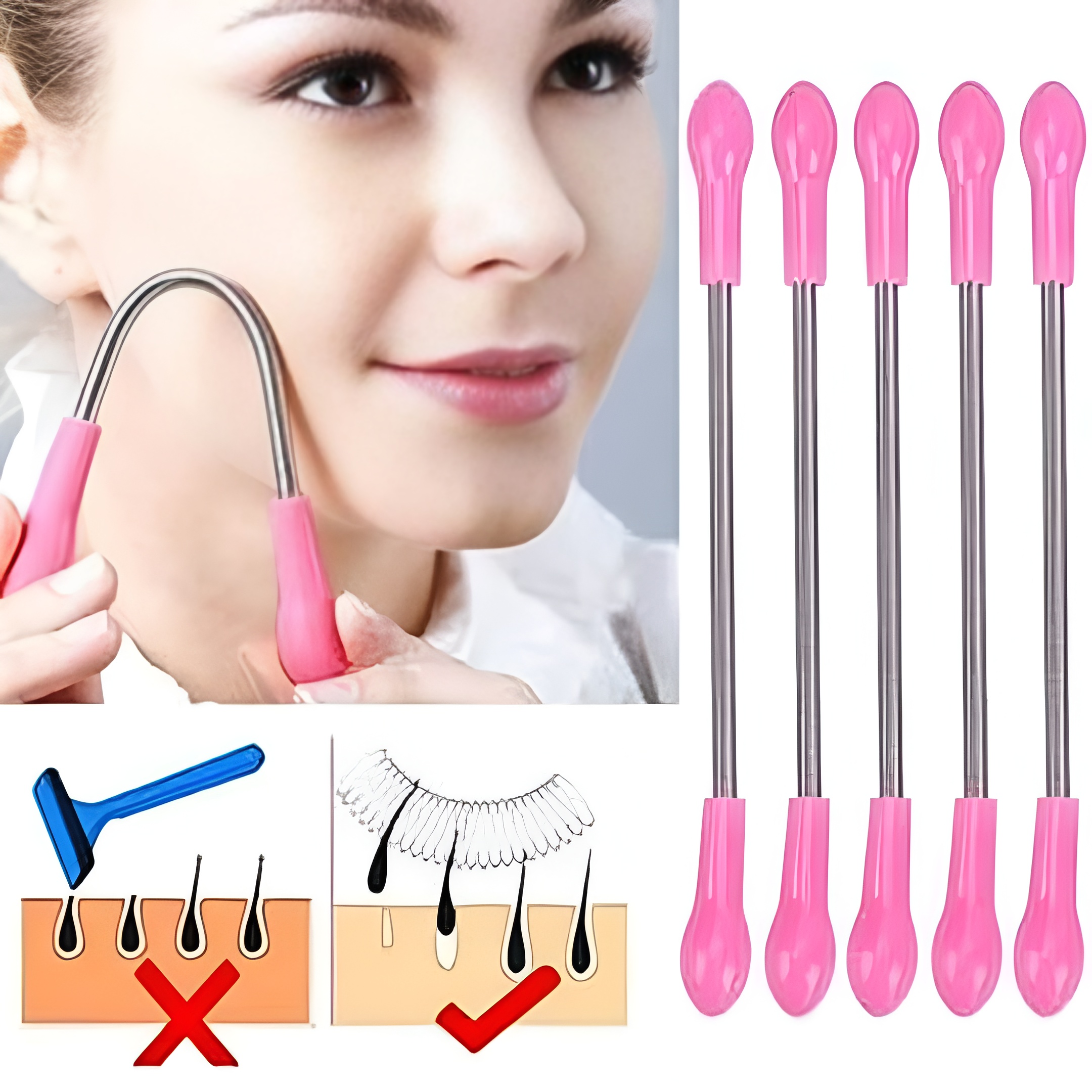 Painless Face Hair Removal Spring Stick – Metal Multipurpose Tool for Quick, Easy & Effective Facial Hair Removal - Image 4