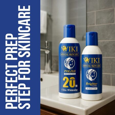 WIKI Special Skin Care Polish With Peeling Cream 200ml & 24K Gold Brighter Powder 100ml – Ultra Whitening Formula