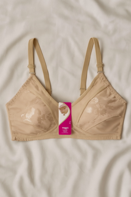 Half Jali Jersi Bra – Comfortable Everyday Wear with Floral Design | Skin Color