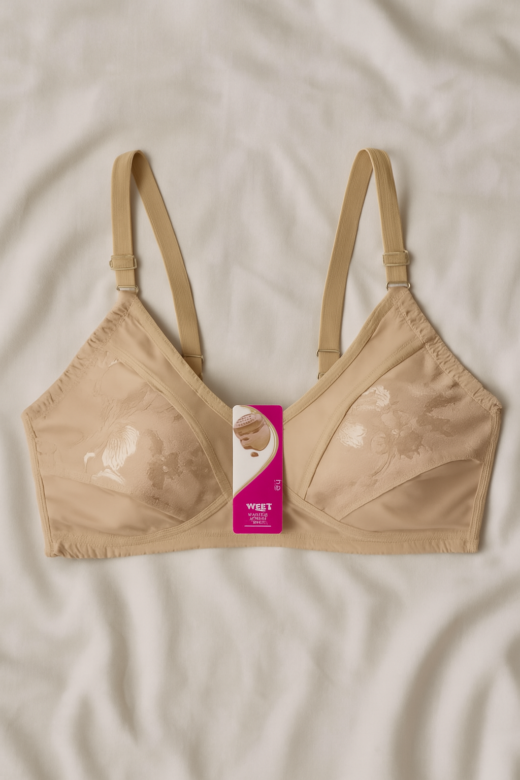 Half Jali Jersi Bra – Comfortable Everyday Wear with Floral Design | Skin Color