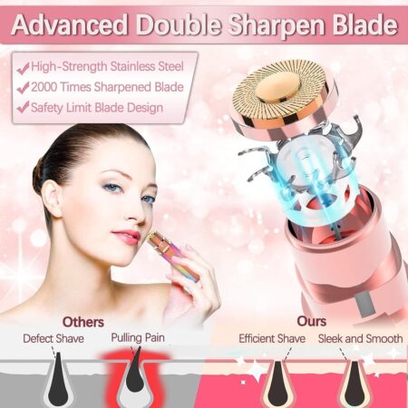 2 in 1 Electric Eyebrow Trimmer and Shaver, Flawless Hair Remover 2 in 1 Hair Remover Trimmer For Women, Flawless Facial Machine Razor, Painless Eyebrow Removal (Rechargeable)