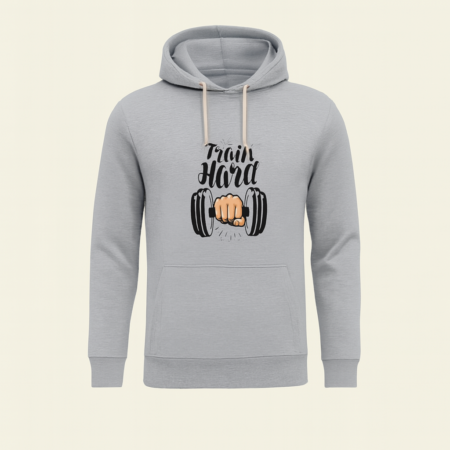 Train Hard Grey Hoodie for Men & Boys – Premium Summer Collection
