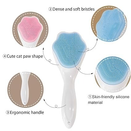 1 PCs Silicone Face Scrubber Exfoliating Brush, Manual Handheld Massager , Facial Cleansing and Blackhead Scrubber, Soft Bristles for Face Skincare ( Random Color )