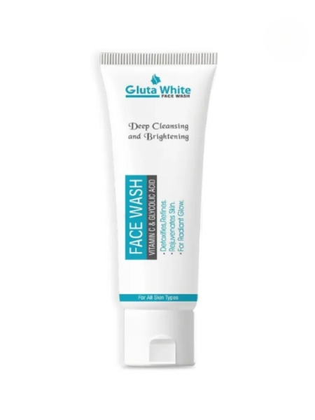 Gluta White Facewash 100ml – Brightening & Deep Cleansing Formula for Clear, Glowing Skin, Gentle on All Skin Types, Daily Use Quality Face Wash