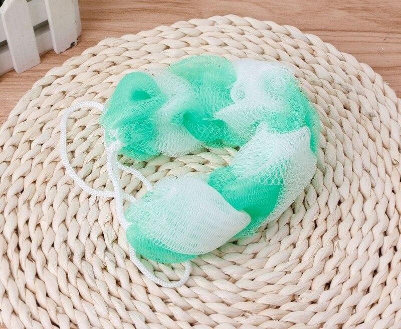 2PCs Wash Brush Bath Back Hanging Mesh Shower Sponge – Soft Exfoliating Braid Loofah (Random Color) - Image 3